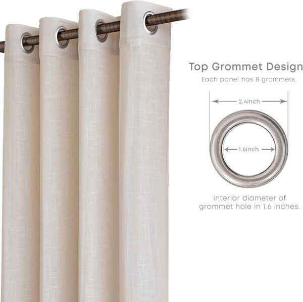 Cotton Linen Sheer Curtains Set of 2 - Natural Grommet Door Curtains - Image 4