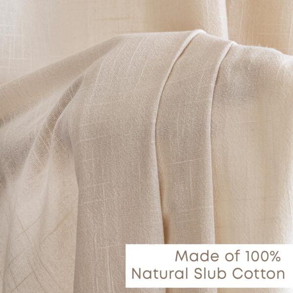 Cotton Linen Sheer Curtains Set of 2 - Natural Grommet Door Curtains - Image 3