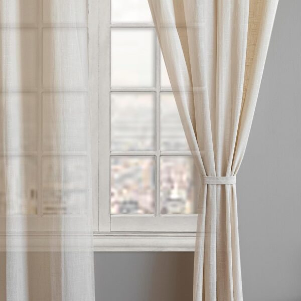 Cotton Linen Sheer Curtains Set of 2 - Natural Grommet Door Curtains - Image 6