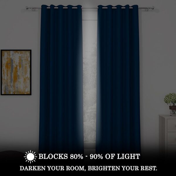 Blackout Window Curtains: Thermal Insulated, Noise Reducing, Navy Blue 5 Feet Long - Image 3