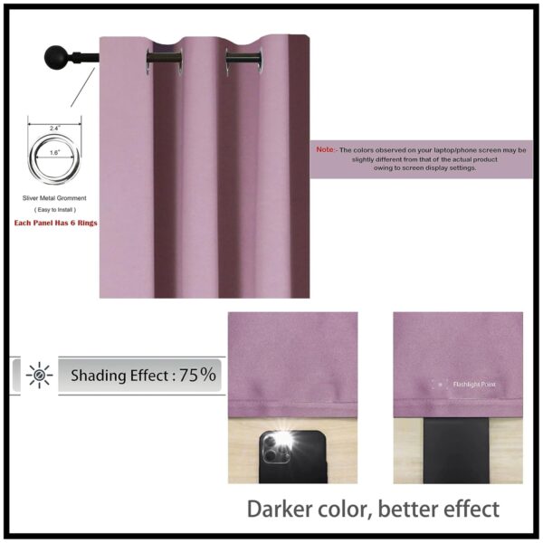 Lavender Blackout Curtains: 7 Feet Long Room Darkening for Home & Office - Image 4