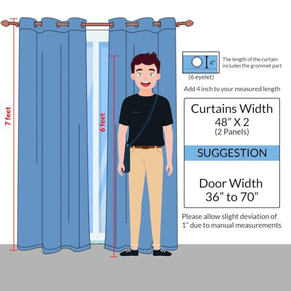 Thermal Insulated Blackout Curtains - 7 Feet, Room Darkening Grey Panels - Image 6