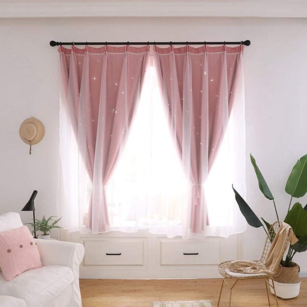 JAWL Pink Darkening Curtains: Breathable, Fade-Resistant for Living and Kids' Rooms - Image 2