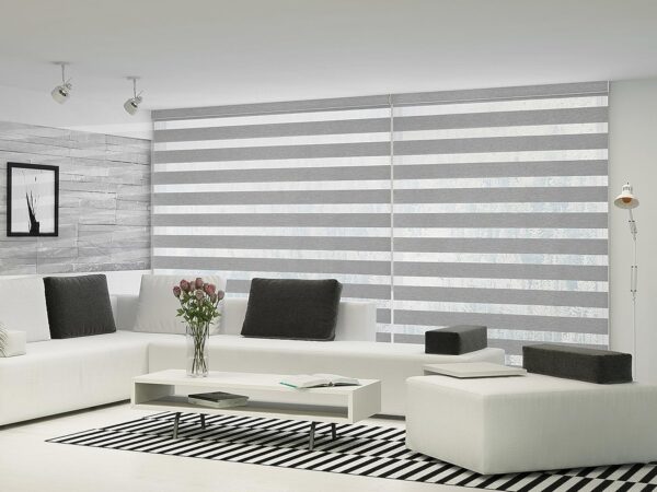 Stylish Grey Polyester Zebra Blinds for Your Home's Windows and Doors - Image 2