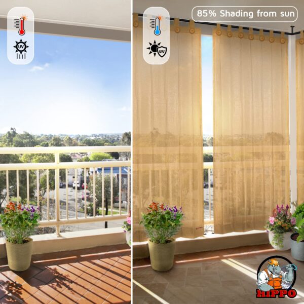 Outdoor Sun Blocking Balcony Curtains with UV Protection - Set of 2 - Image 2