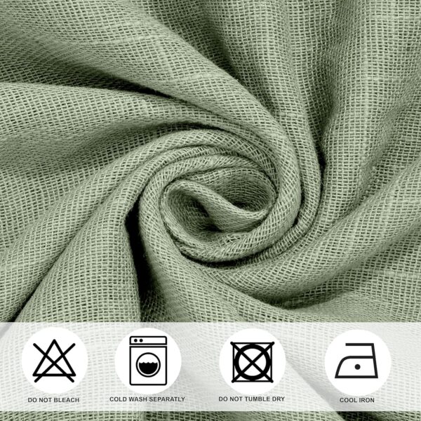 Elegant Avocado Green Cotton Linen Sheer Curtains with Eyelet Rings - Set of 2 - Image 6