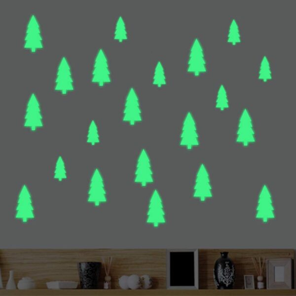 Merry Christmas Snowman Wallpaper Sticker with Glow in Dark Pine Tree - Image 3