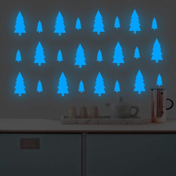 Merry Christmas Wallpaper Sticker: Glow-in-the-Dark Snowman and Pine Tree Decor - Image 3