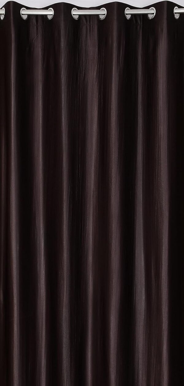 Faux Texture Brown Room Darkening Curtains for Doors | 7 Feet Panels Set - Image 2