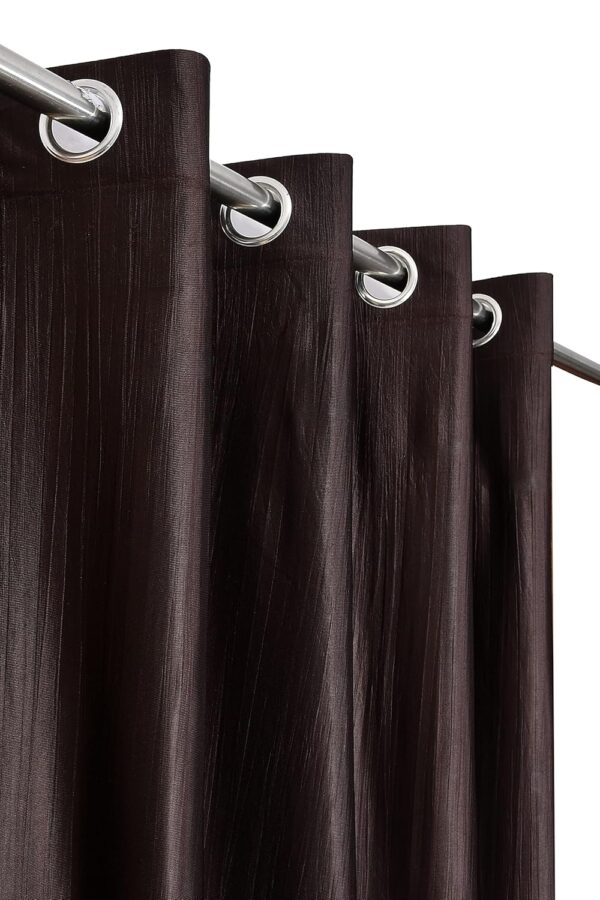 Faux Texture Brown Room Darkening Curtains for Doors | 7 Feet Panels Set - Image 5