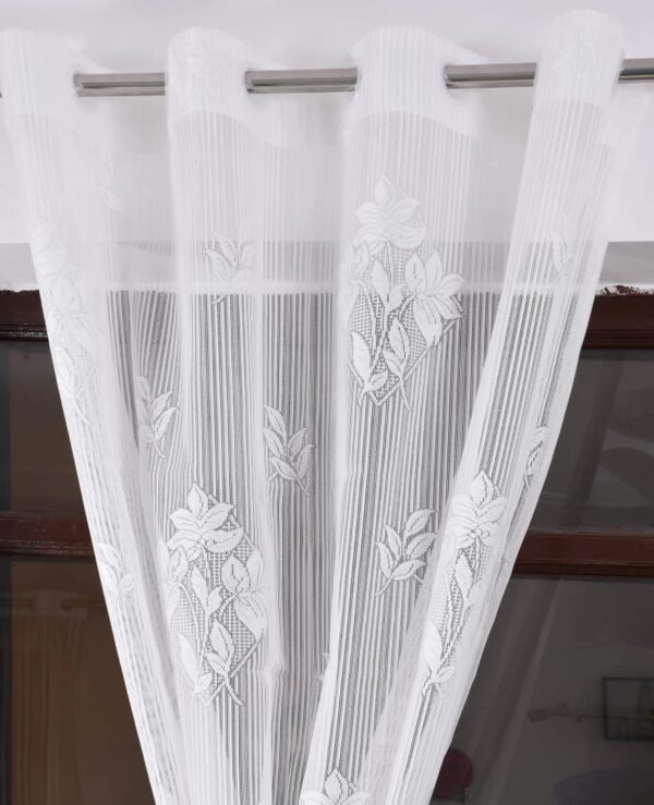 Elegant Semi Sheer Grommet Curtains for Doors - 9 Feet Long, White Set - Image 3