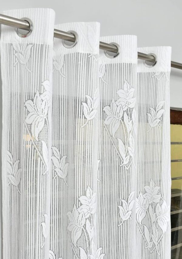 Elegant Semi Sheer Grommet Curtains for Doors - 9 Feet Long, White Set - Image 2