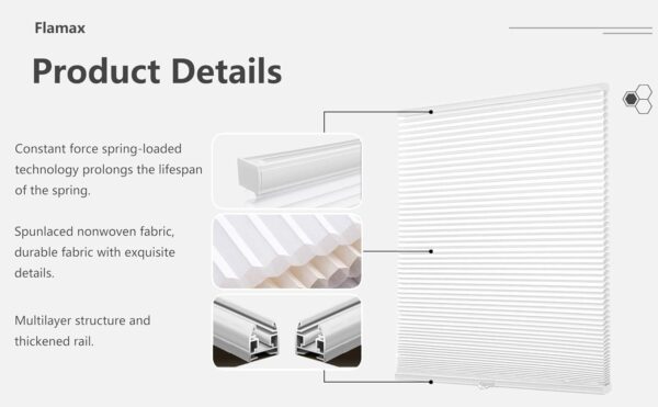 Flamax Cordless Cellular Shades: Stylish Light Filtering Honeycomb Blinds for Windows - Image 5