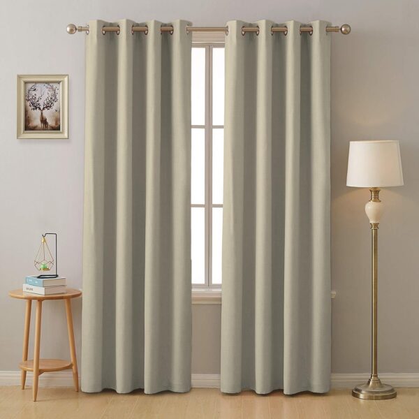 4-Layer Thermal Insulated Blackout Curtains Set of 2 in Sand Beige - Image 2