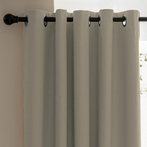 4-Layer Thermal Insulated Blackout Curtains Set of 2 in Sand Beige - Image 3