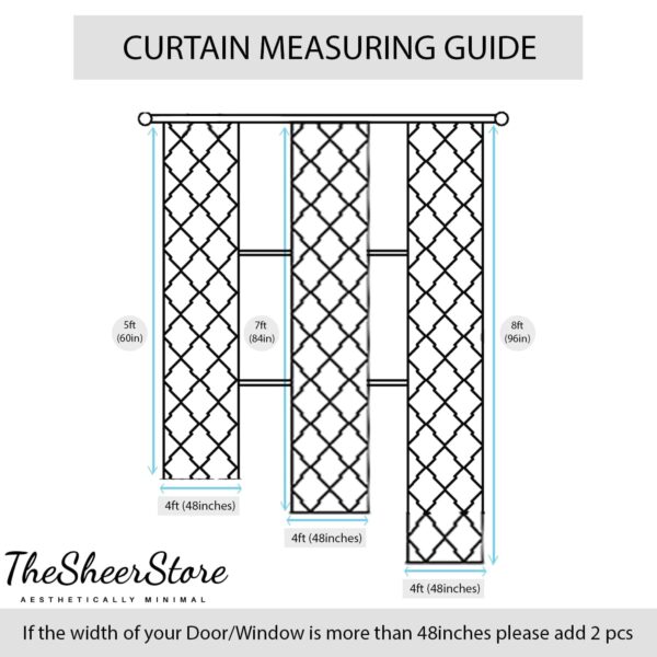 Beautiful Geometric Knitted Sheer Curtains in Grey & Green - Soft & Lightweight - Image 8