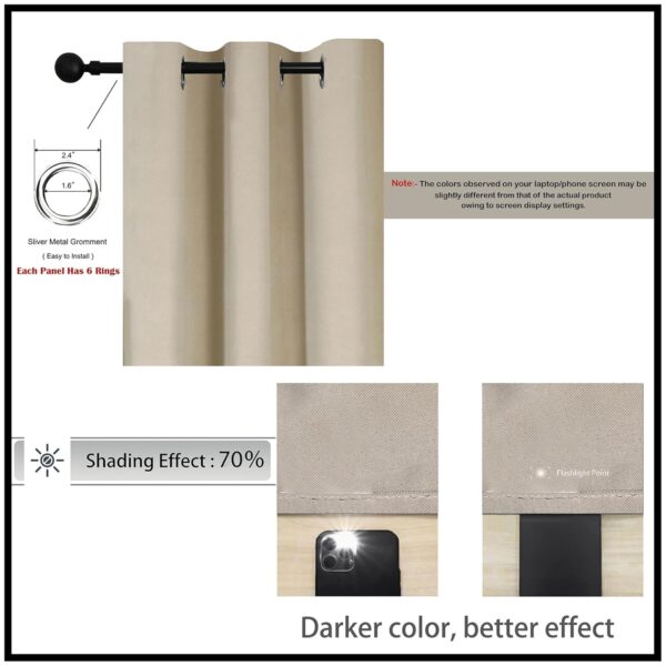 Set of 2 Room Darkening Curtains - 8 Feet Heavy Thermal Insulated Drapes - Image 4