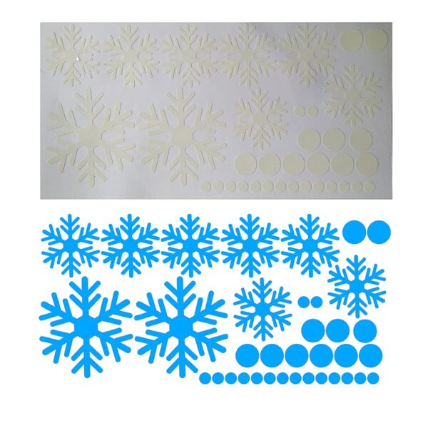 Merry Christmas Snowman Wallpaper Sticker: Glow in Dark Blue Snowflakes - Image 2