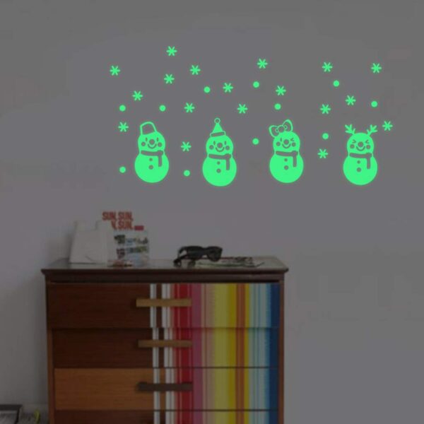 Glow in the Dark Snowman Christmas Wallpaper Sticker for Festive Home Decor - Image 5