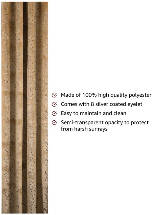 Elegant Solimo Brown Polyester Velvet Foil Long Door Curtains - Pack of 2 - Image 2