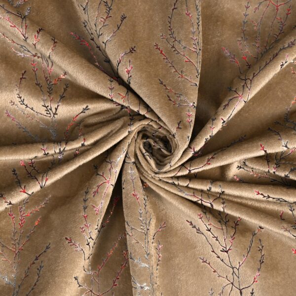 Elegant Solimo Brown Polyester Velvet Foil Long Door Curtains - Pack of 2 - Image 5