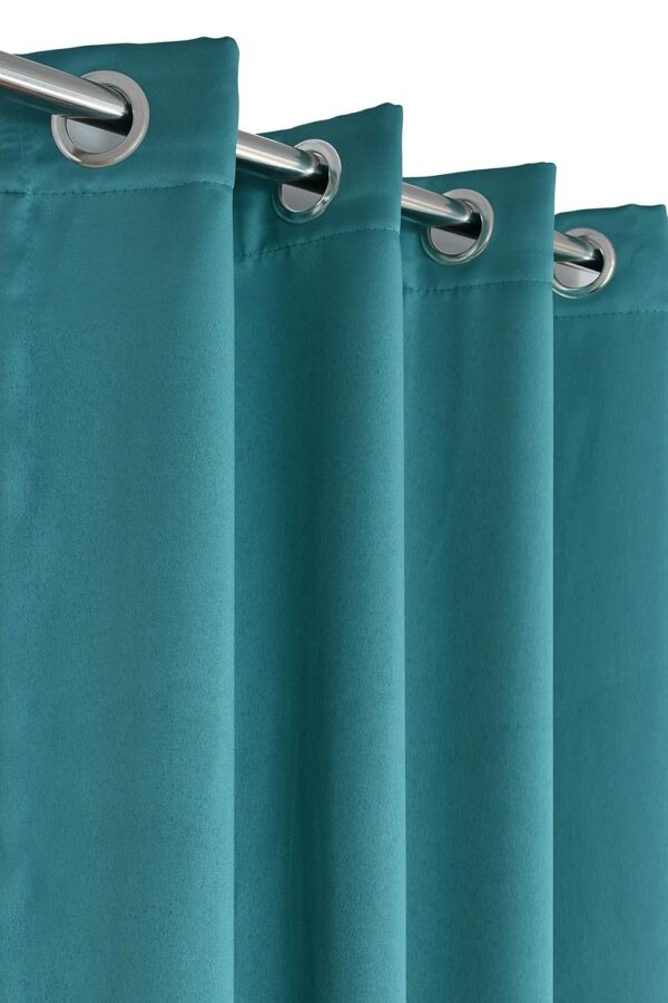 Aqua Faux Silk Blackout Curtains for Doors: Thermal Insulation & Room Darkening - Image 2