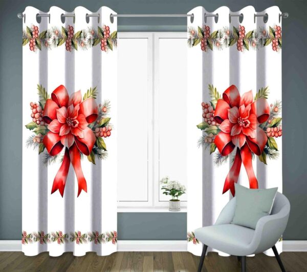 Multicolor Long Crush Window Curtains for Christmas - 8 ft, Pink & Red