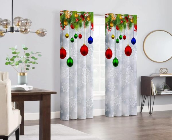 Multicolor Long Crush Curtains for Christmas - 8 ft Eyelet Set of 2 - Image 2