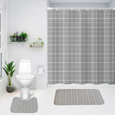 Stylish 3-Piece Shower Curtain and Non-Slip Bathroom Mat Set