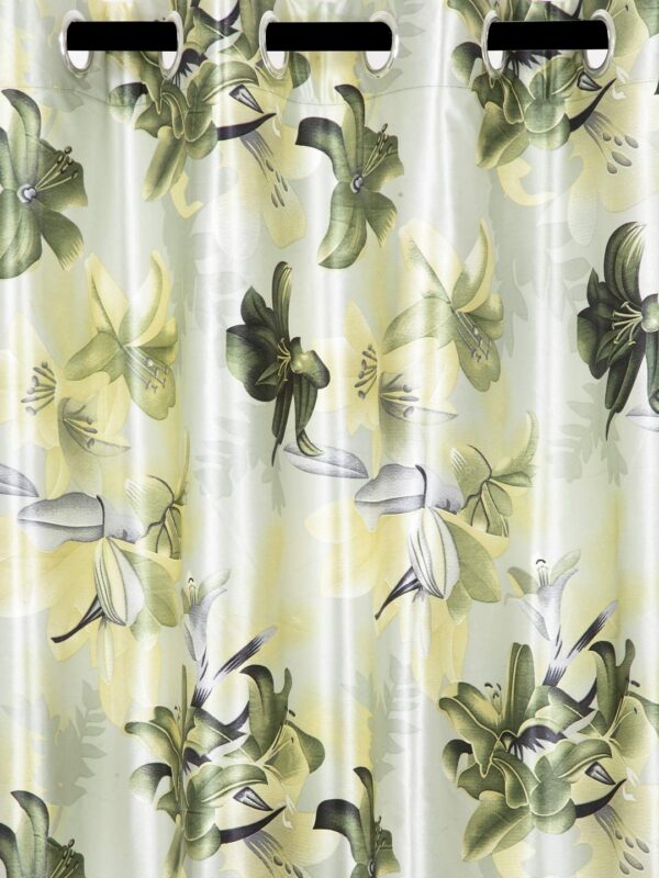 Elegant Green 3D Flower Eyelet Door Curtains - 7 Feet Polyester Set - Image 2