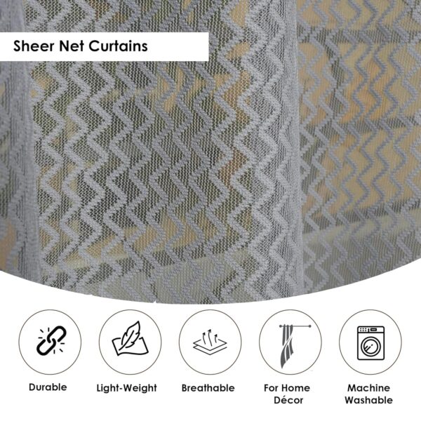 Lightweight Grey Sheer Curtains for Doors and Balconies - Set of 2 - Image 2