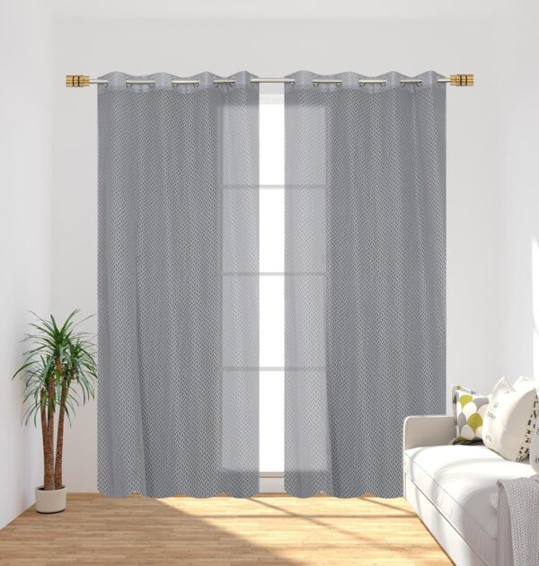 Lightweight Grey Sheer Curtains for Doors and Balconies - Set of 2 - Image 5