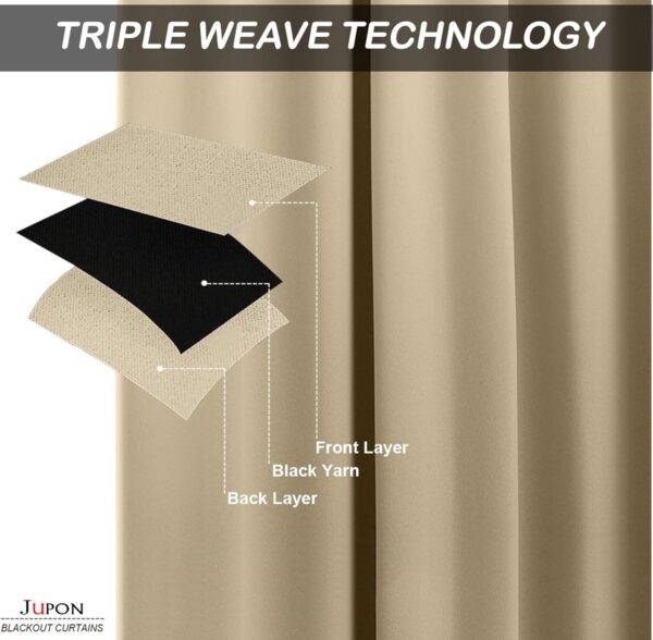 Le Havre Beige Blackout Curtain - 8 Feet Thermal Insulated Drapery - Image 2