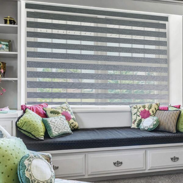 Zebra Blinds: Stylish Grey Polyester Curtains for Windows and Outdoor Use - Image 2