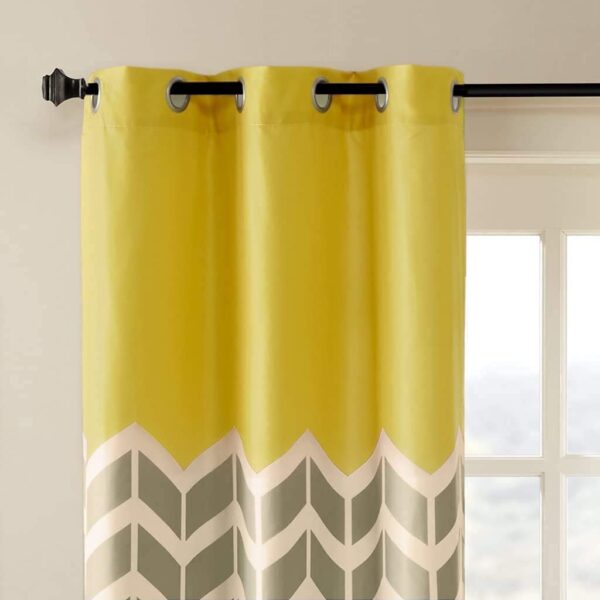 Brighten Your Space with StyleWorth Yellow Polyester Printed Curtains, 4x5 Feet - Image 2