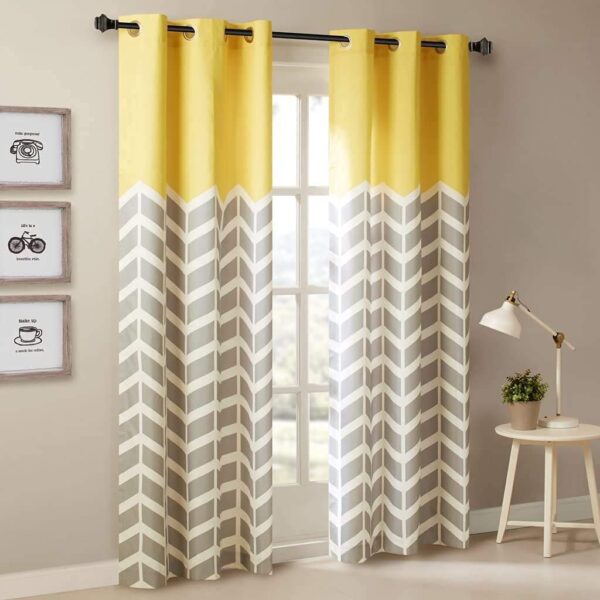 Brighten Your Space with StyleWorth Yellow Polyester Printed Curtains, 4x5 Feet - Image 3