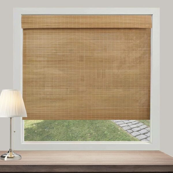 Passenger Pigeon Bamboo Roller Shades: Stylish Light Filtering Blinds in Camel - Image 2