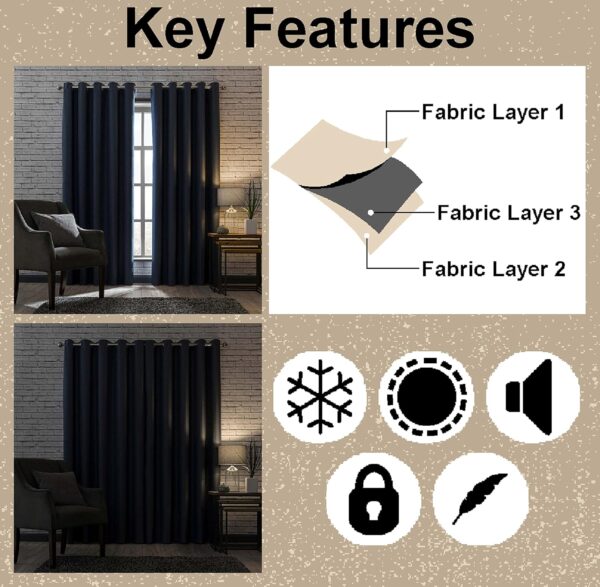 Elegant Olive Blackout Curtains with Tie Backs for Bedroom and Living Room - Image 4