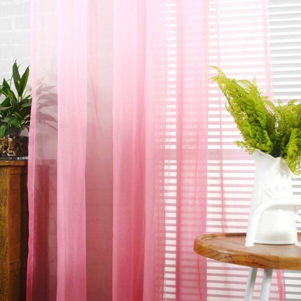 Ombre Sheer Curtains for Living Room: Breathable Gradient Decor in Light Blue - Image 3
