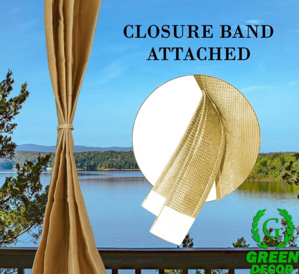 Beige HDPE Outdoor Curtains for Sun Blockage and UV Protection - 2 Pack - Image 3