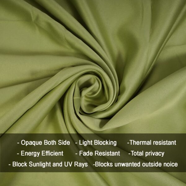 Blackout Curtains 7 Feet: Thermal Insulation & Noise Reduction in Avocado Green - Image 4