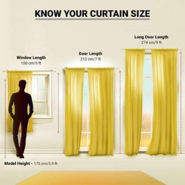 Elegant Yellow Dobby Cotton Blackout Curtains for Room Darkening - 7ft Door - Image 3