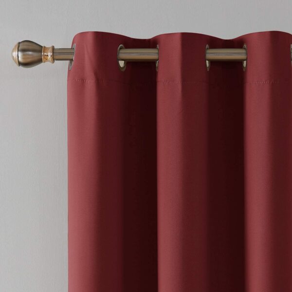 Elegant Maroon Blackout Curtains: 2-Piece Thermal Insulated Window Treatment - Image 3