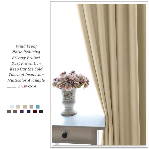 Italian Silk Blackout Curtain: Energy-Saving Thermal Draperies in Cream - Image 4