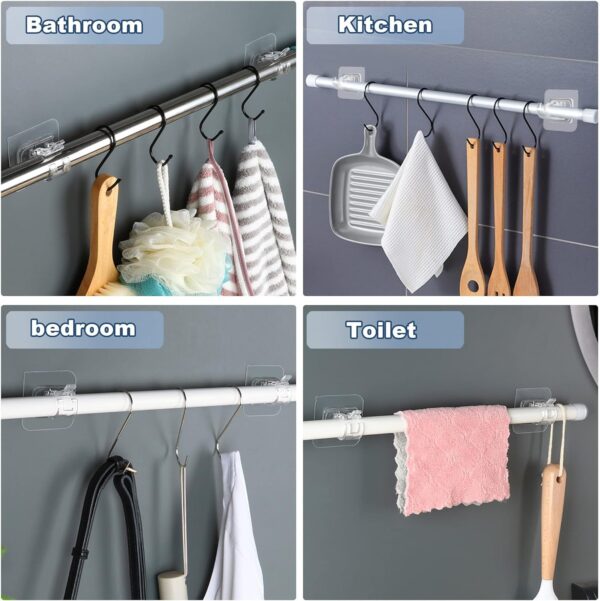 No Drill Curtain Rod Brackets: Easy Self-Adhesive Hooks for Home and Hotel - Image 8