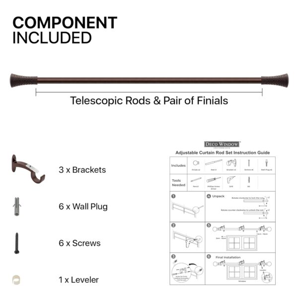 Extendable Curtain Rod Set for Windows & Doors - Heavy Duty Iron Design - Image 4