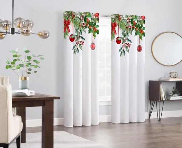 Multicolor Long Crush Window Curtains for Christmas - Set of 2 Pcs - Image 2