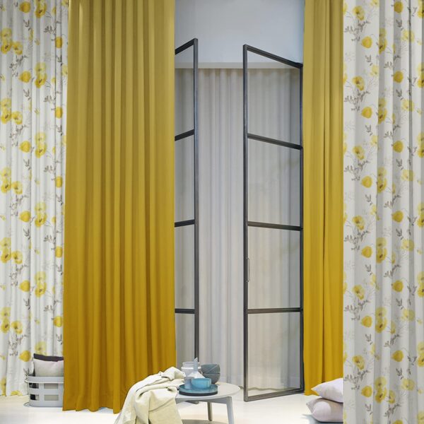 Elegant Floral Ombre Room Darkening Curtains Set of 4 in Yellow Cream