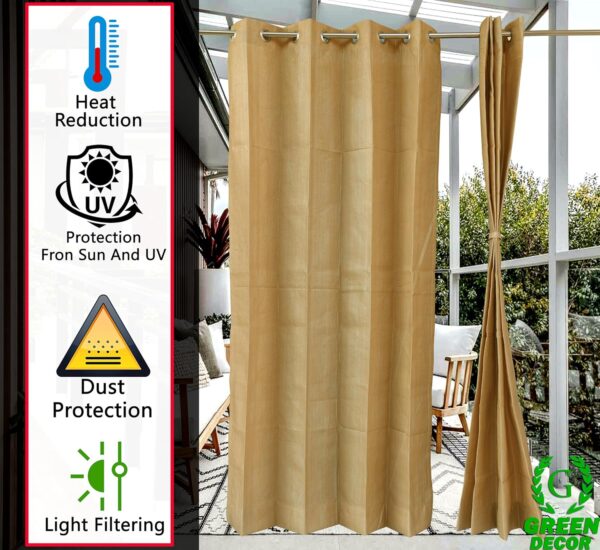 Beige HDPE Outdoor Curtains for Sun Blockage and UV Protection - Image 3