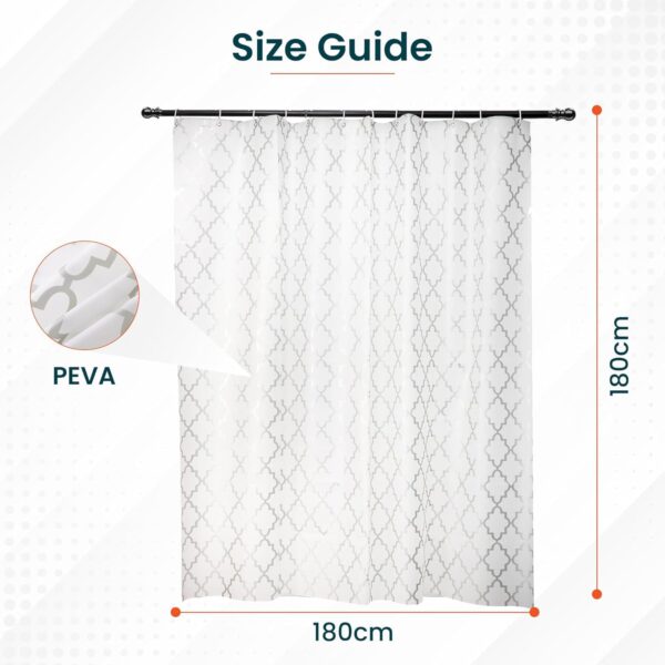 Waterproof Shower Curtains for Bathroom | Kuber Industries Silver Checkered Design - Image 2